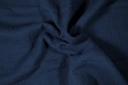 Hochwertiger Musselinstoff in Nachtblau – perfekt für Bekleidung und Deko