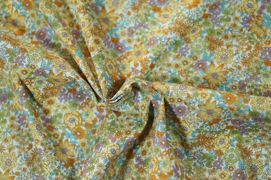 Hochwertiger Baumwoll Stretch – lebendige Blumen auf weichem Stoff