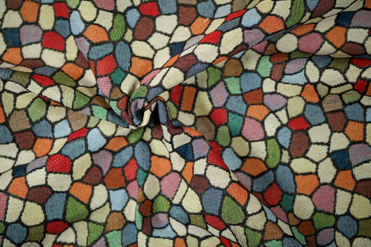Möbelstoff mit kleinteiligem Mosaikmuster in Multicolor