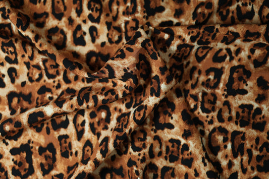 Viskose – Leopard Muster in Hellbraun – ideal für Sommerkleidung, Blusen und Accessoires