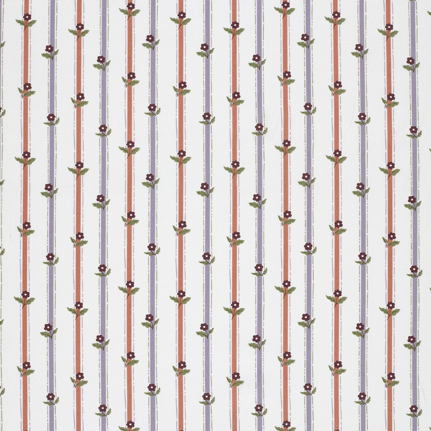 Baumwoll-Popeline Streifen & Blumen Wollweiß – Detail