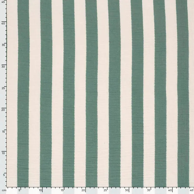 Musselin Stoff Streifen Grün – Weicher Baumwollstoff mit Print