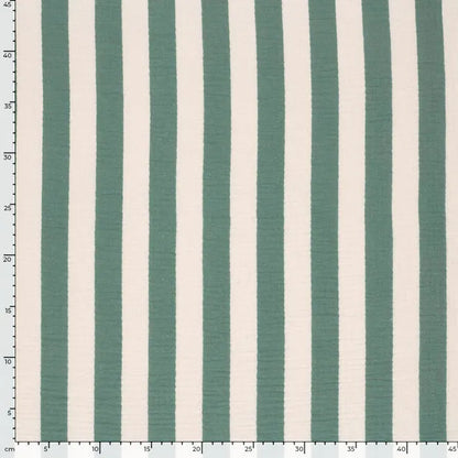Musselin Stoff Streifen Grün – Weicher Baumwollstoff mit Print
