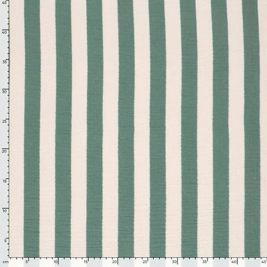 Musselin Stoff Streifen Grün – Weicher Baumwollstoff mit Print