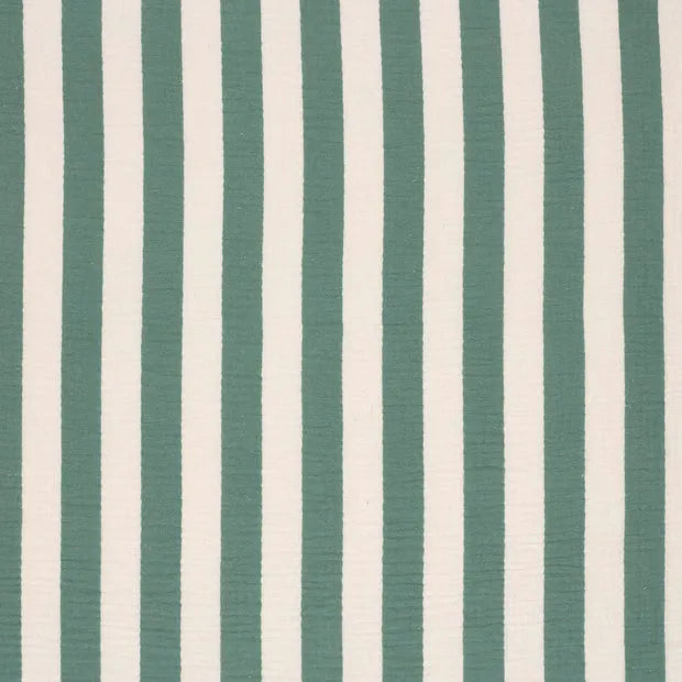 Musselin Stoff Streifen Grün – Weicher Baumwollstoff mit Print