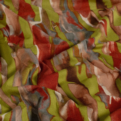 Viskose Jersey Abstrakt Khaki-Grün – Stoffeya
