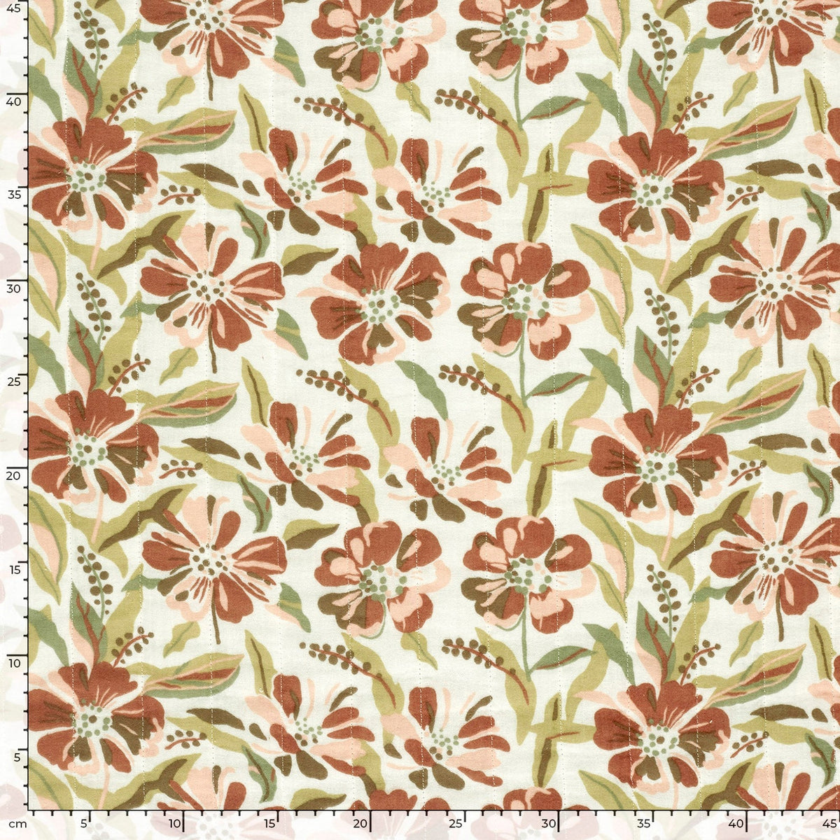 Musselin Steppstoff Blumen Wollweiß – Ansicht 6
