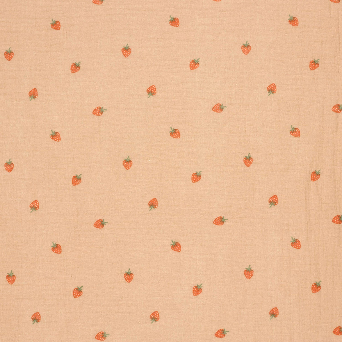 Musselin Stoff Erdbeeren Apricot – Ansicht 2