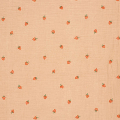 Musselin Stoff Erdbeeren Apricot – Ansicht 2