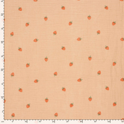 Musselin Stoff Erdbeeren Apricot – Ansicht 5