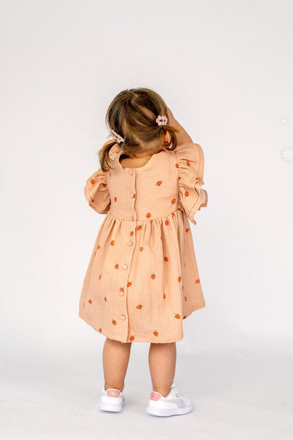 Musselin Stoff Erdbeeren Apricot – Ansicht 7