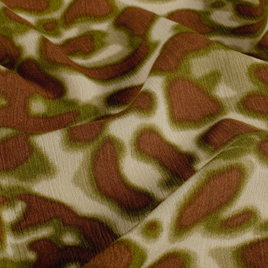 Viskose Satin Abstrakt Khaki-Grün