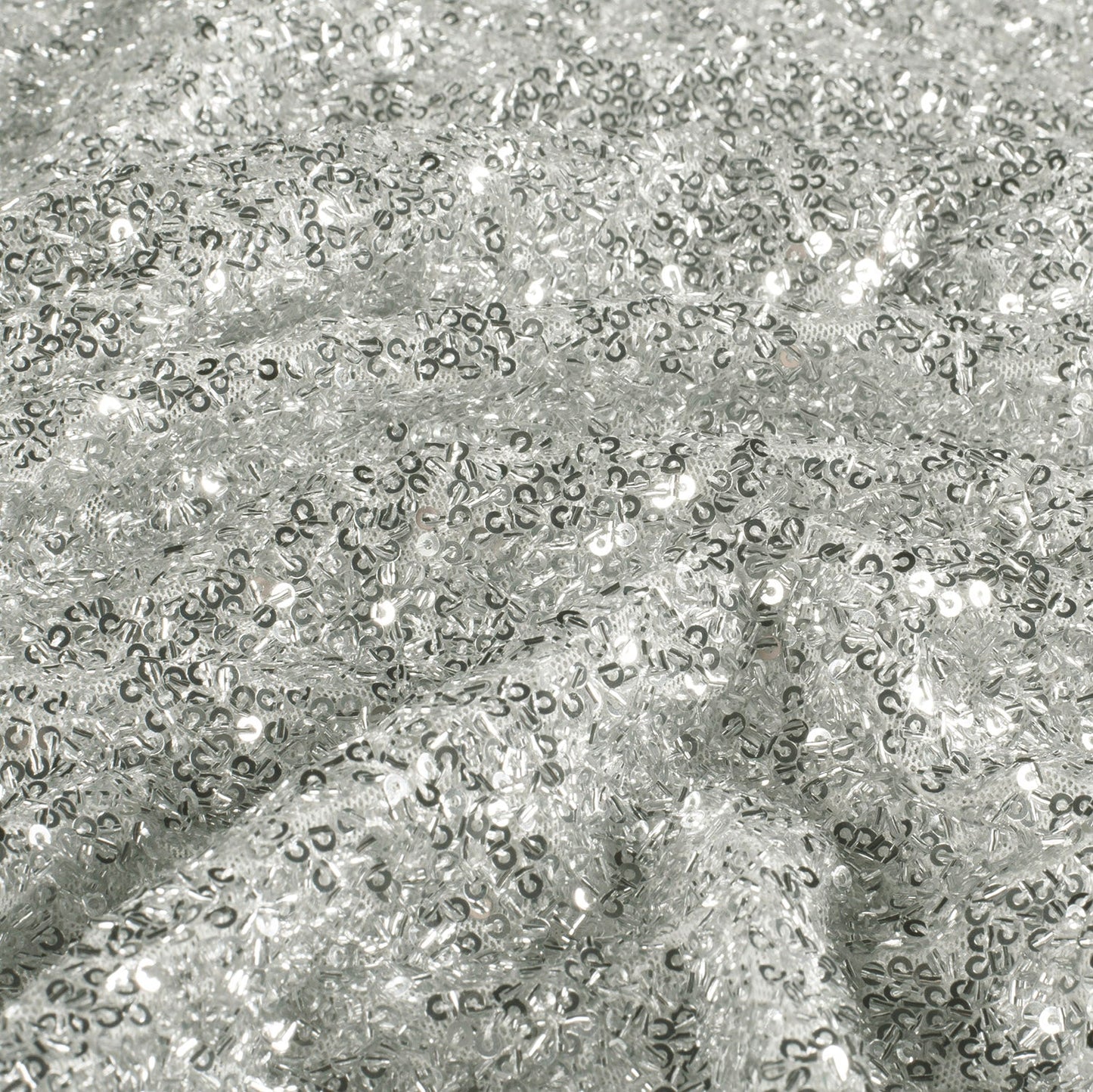 Paillettenstoff Mesh Silber