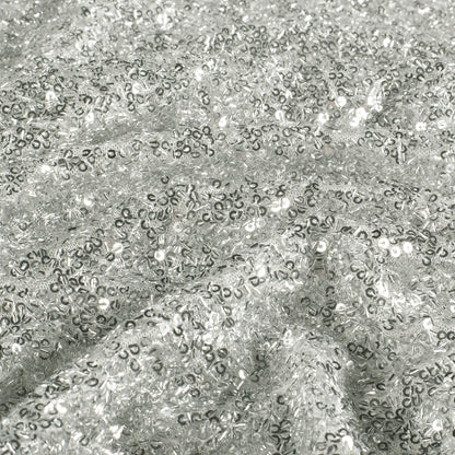 Paillettenstoff Mesh Silber