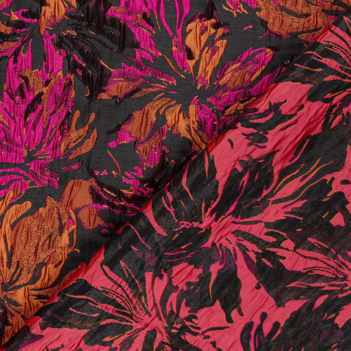 Jacquard Stoff Blumen Fuchsia Lurex