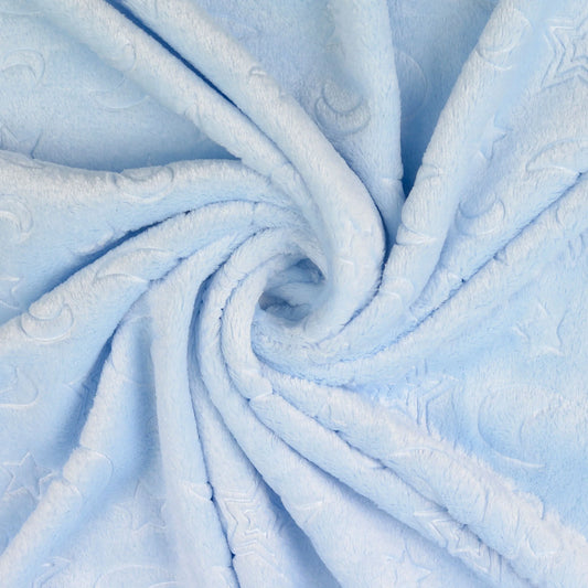 Flanell Fleece Sterne Himmelblau – Weich & Warm | Stoffeya