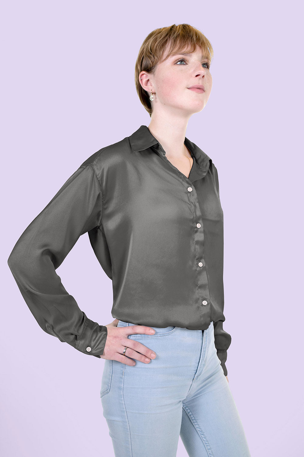 Satin Stoff Grau – Rolle