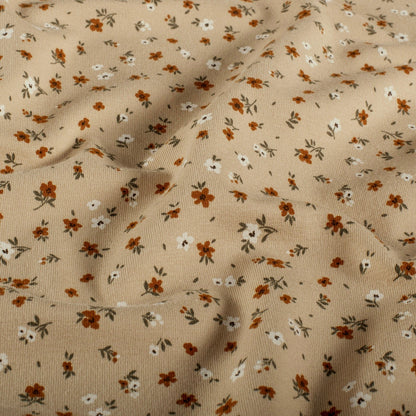 Baumwolljersey Blumen Beige