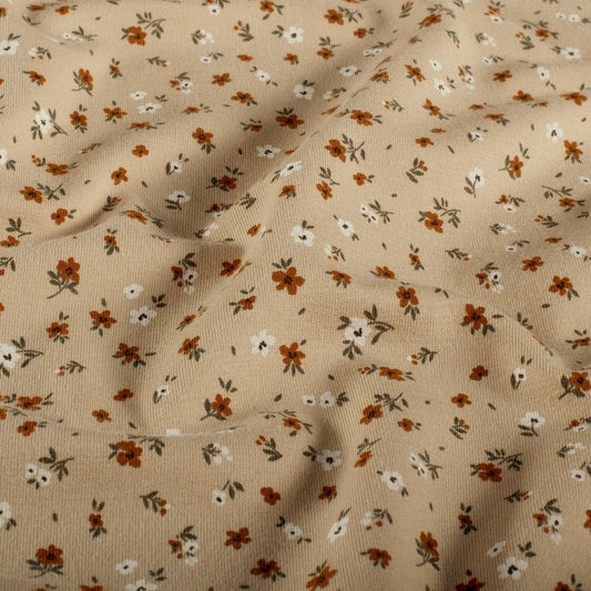 Baumwolljersey Blumen Beige