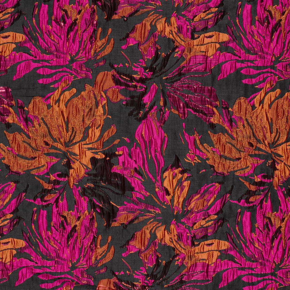 Jacquard Stoff Blumen Fuchsia Lurex
