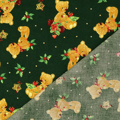 Baumwollstoff Weihnachten Bären Grün – Ansicht 3