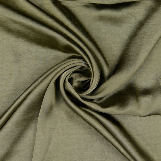 Satin Stoff Olivgrün elastisch