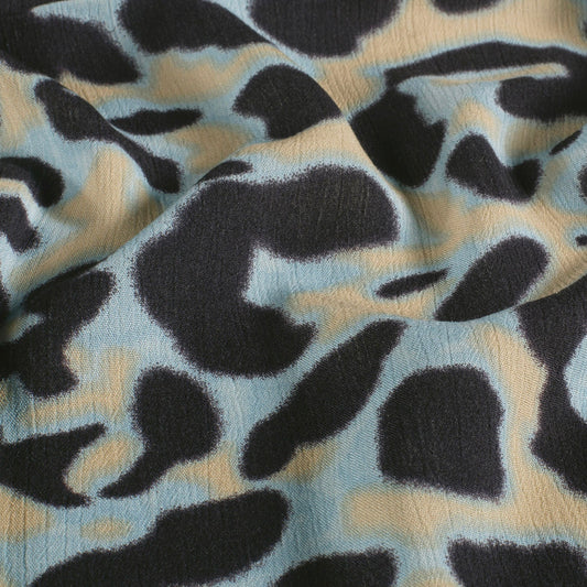 Viskose Satin Abstrakt Marine