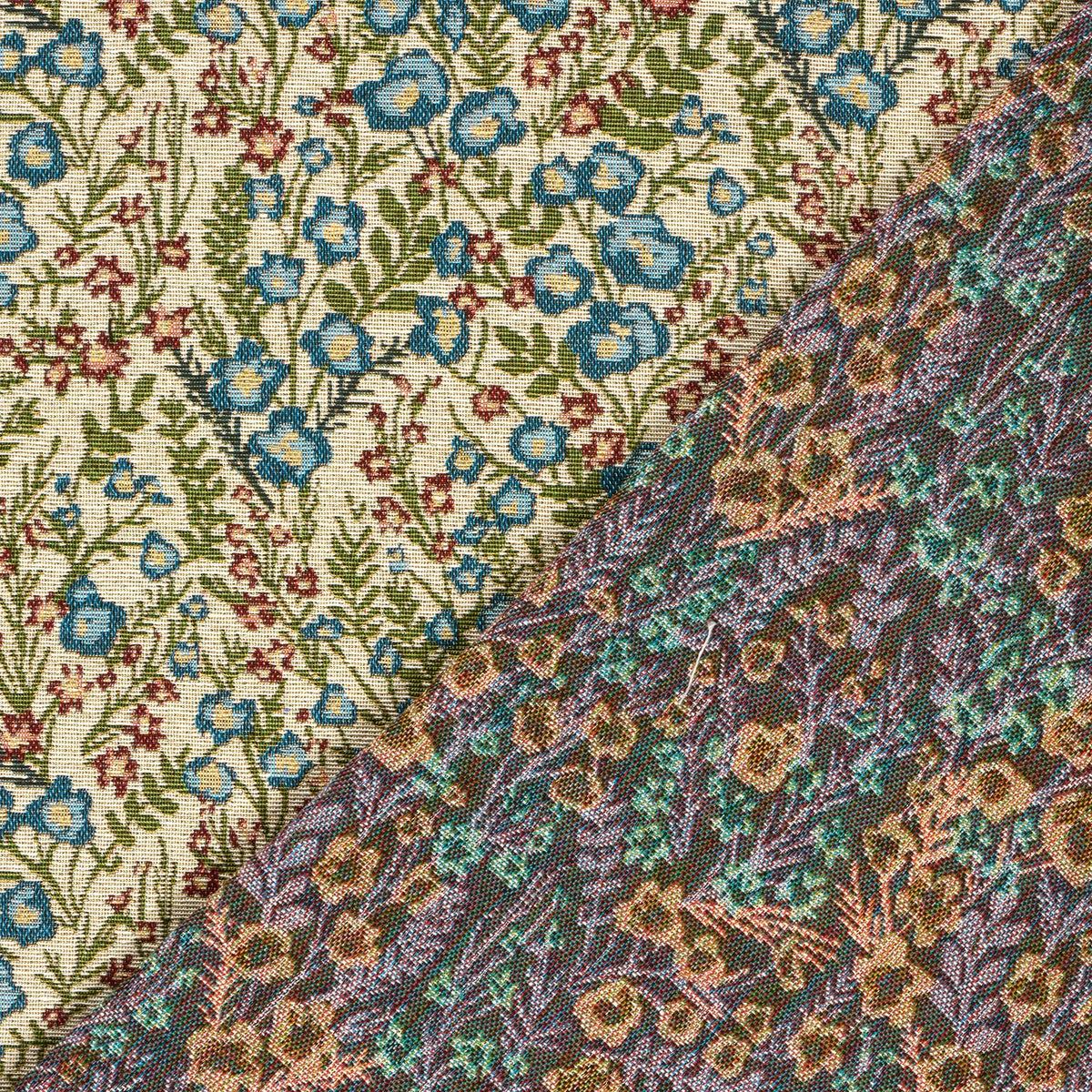 Jacquard Stoff Blumen Beige