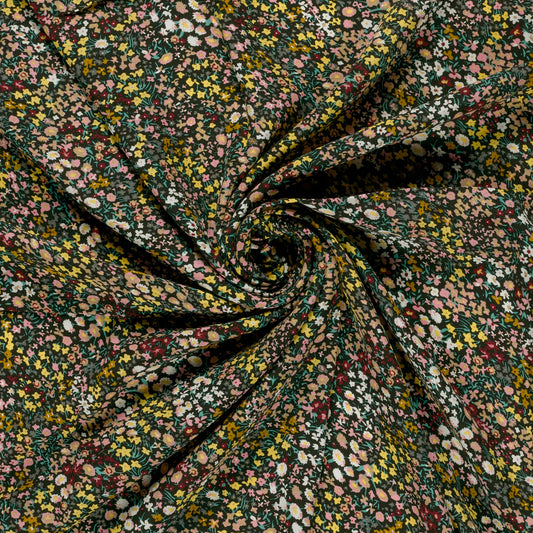 Viskose Popeline Blumen Schwarz – Fall