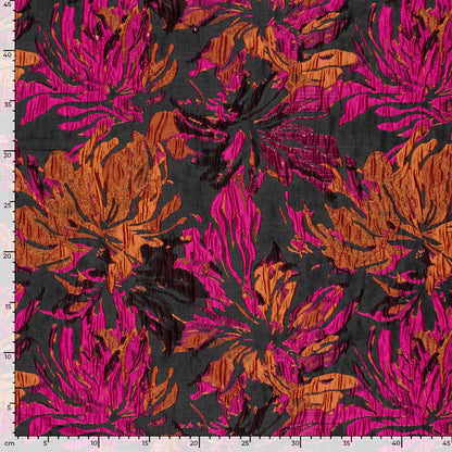 Jacquard Stoff Blumen Fuchsia Lurex