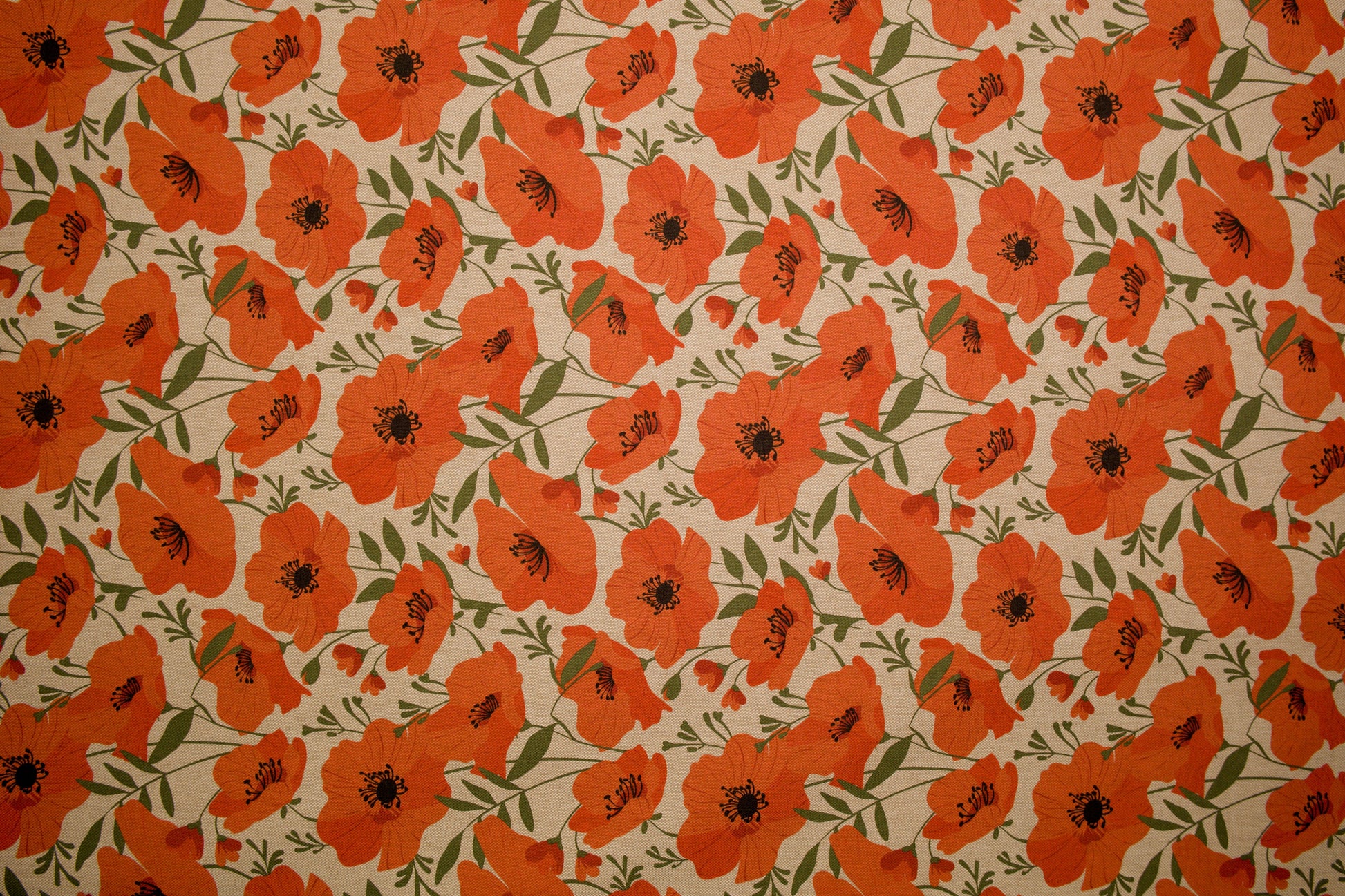 Detailaufnahme des Mohnblumen-Drucks