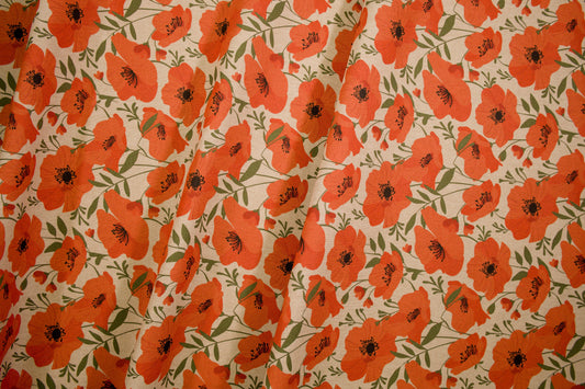 Baumwollmischgewebe mit leuchtenden Mohnblumen