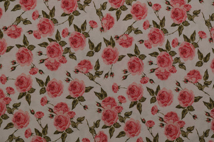Baumwollstoff Rosen Rosa – romantischer Rosenstoff aus 100 % Baumwolle