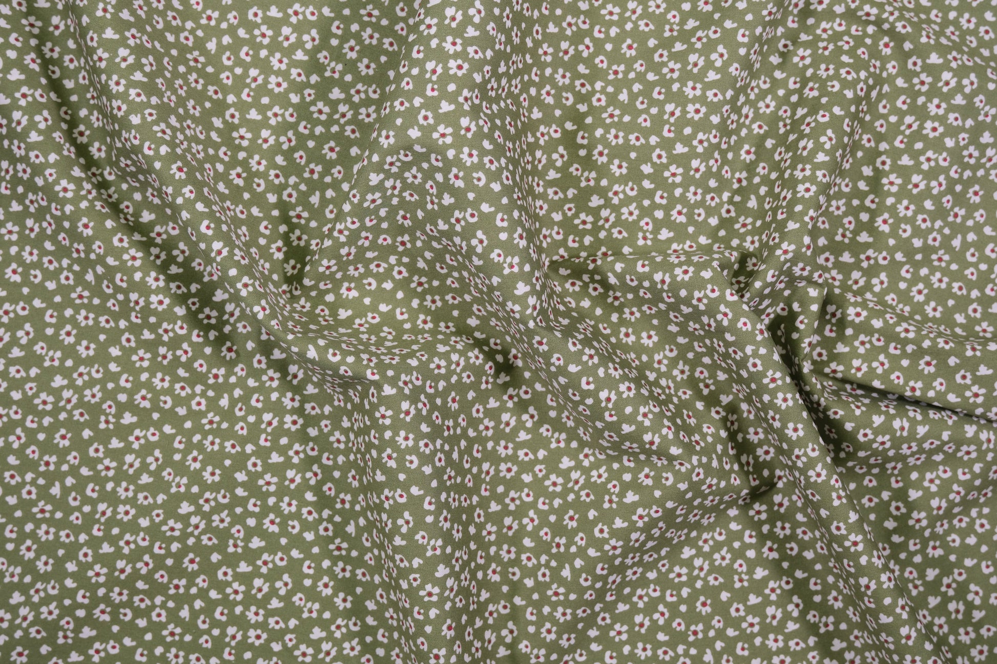 Baumwolle Mini-Blümchen Oliv -  Webware Materialqualität 140cm