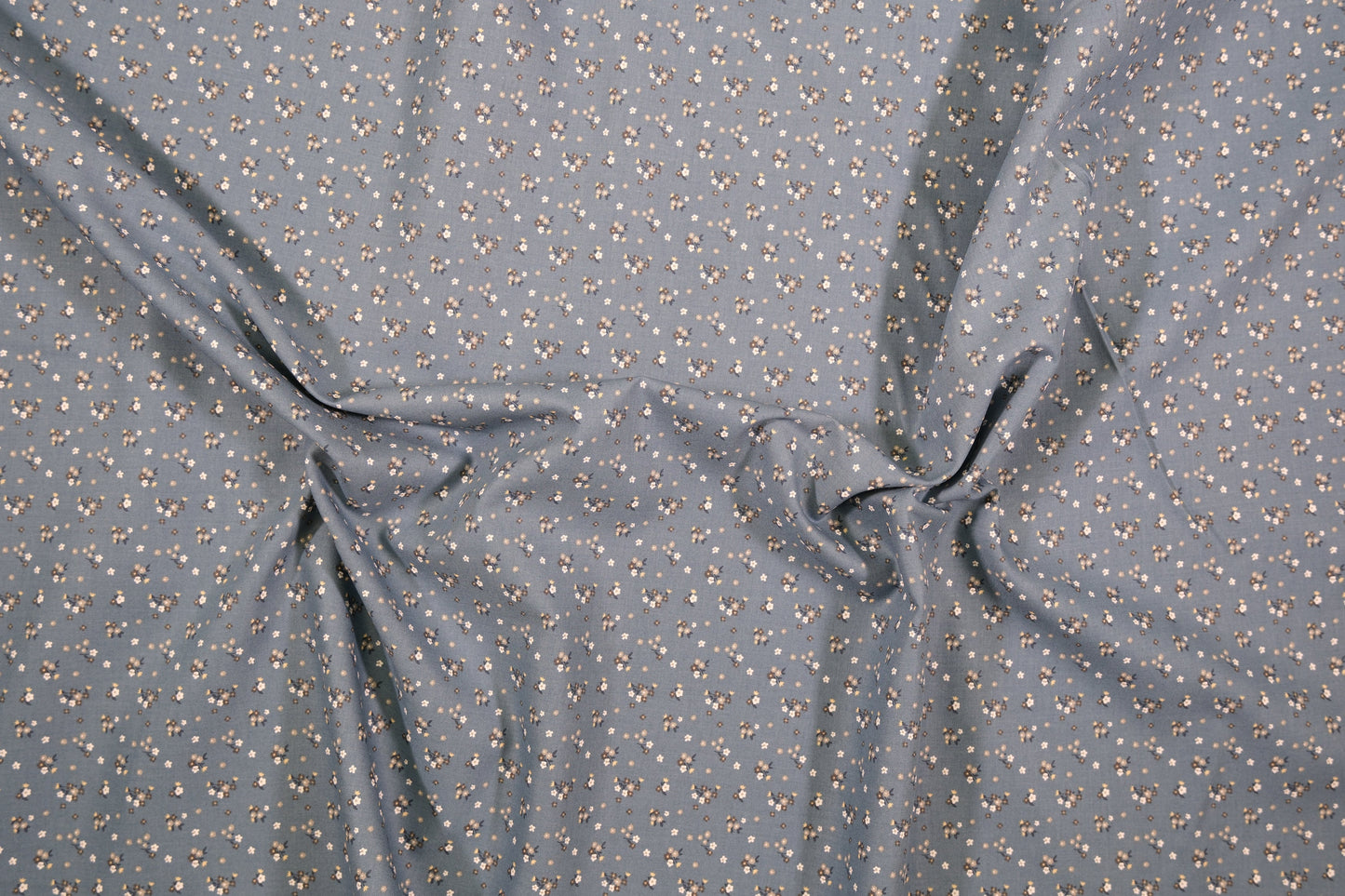 Baumwollstoff Mini-Blümchen Jeansblau -  Webware Materialqualität 140cm