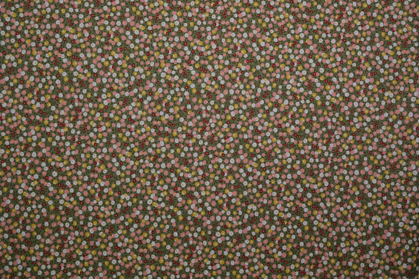 Baumwollstoff Ditsy-Blumen Oliv Bunt -  Webware Materialqualität 140cm