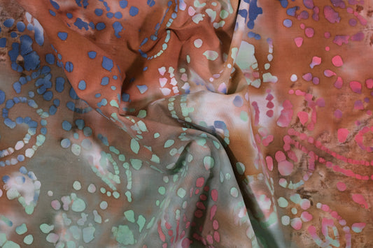 Batik Baumwollstoff Braun Blau – hochwertiger Batikdruck aus 100 % Baumwolle