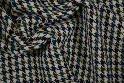 Wollstoff Hahnentritt Grün Schwarz – warm und hochwertig für Mäntel und Jacken