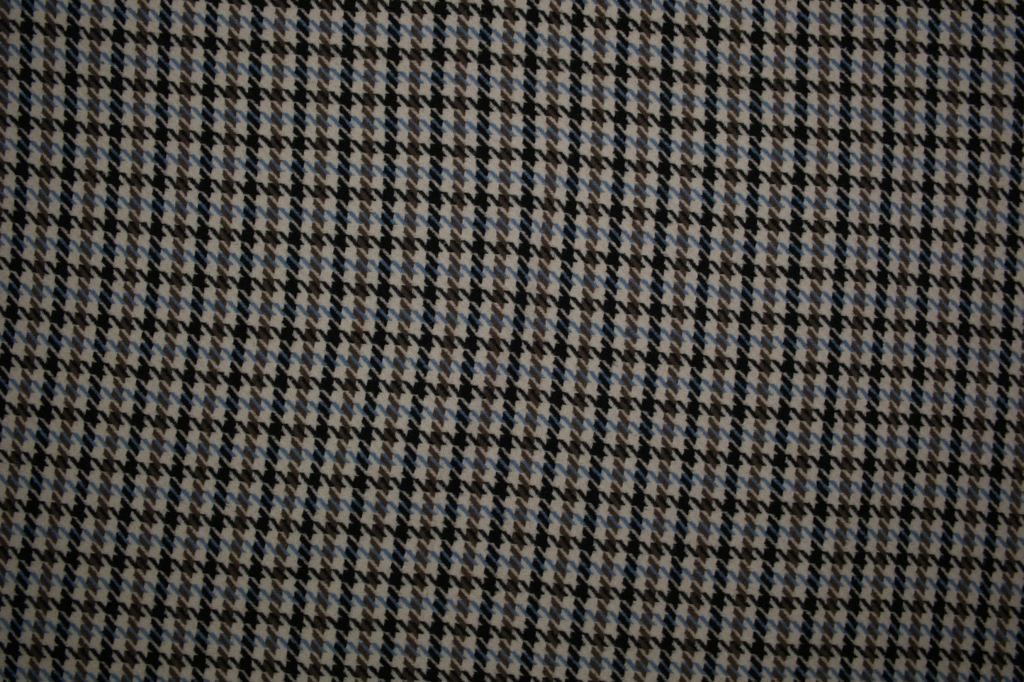 Wollmix Hahnentritt Stoff in Blau und Grau – moderner Karostoff für Wintermode