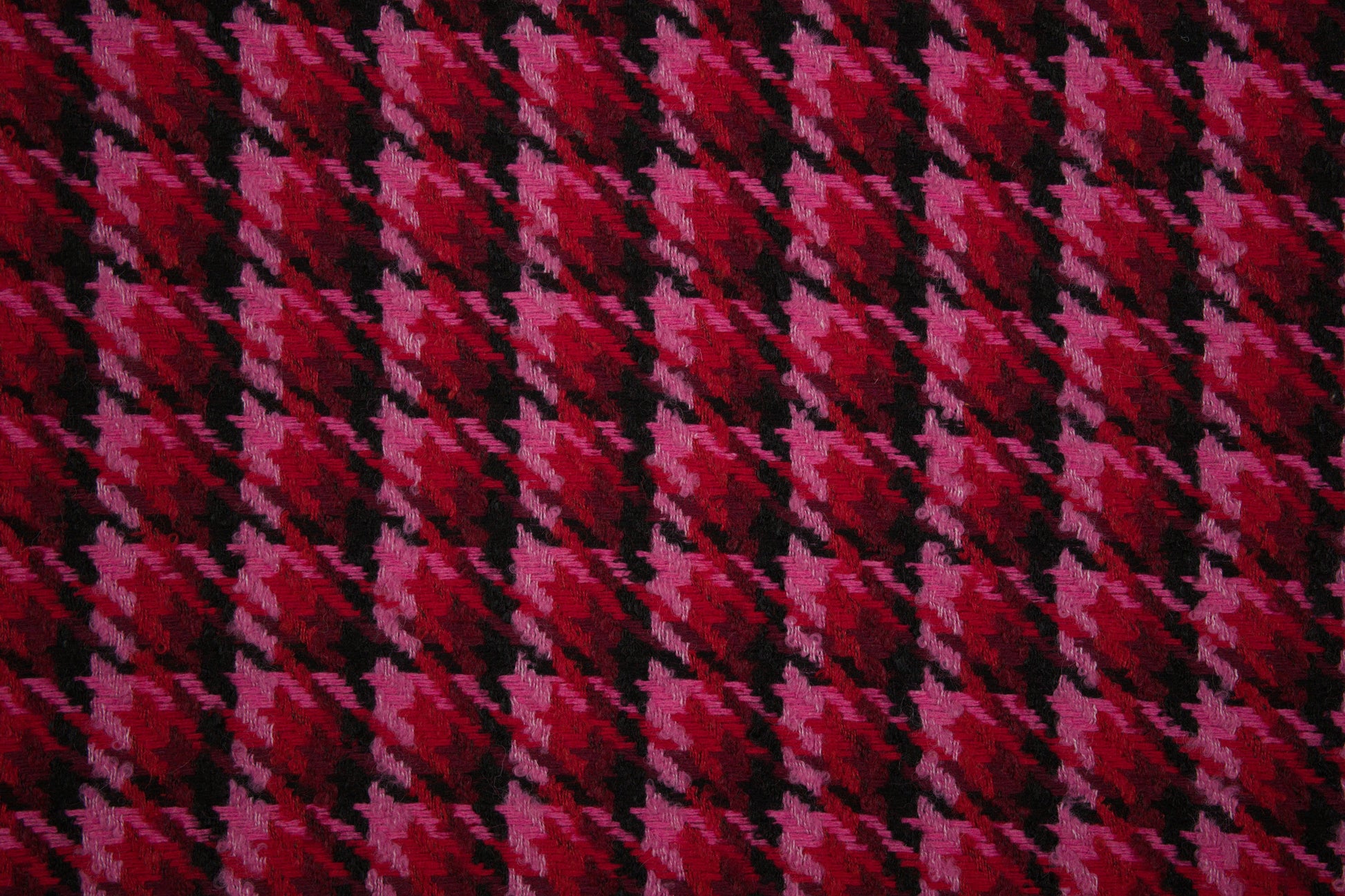 Wollstoff mit klassischem Hahnentritt-Muster in Grau, Bordeaux, Blau und Braun Metrware Materialqualität 140cm