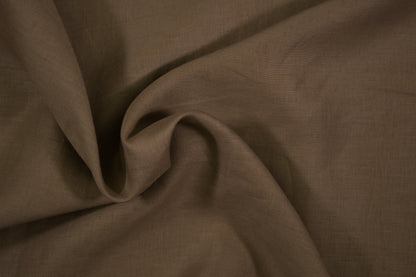 100% Leinen Stoff in Braun – natürliche Struktur in Nahaufnahme