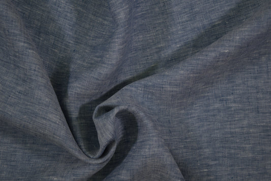 Jeansblau melierter Leinenstoff – lebendige Struktur