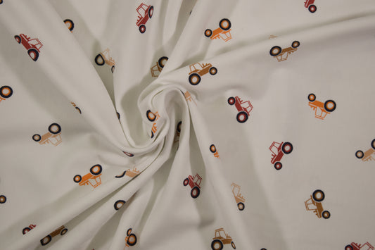 Baumwolle Jersey mit Traktoren – Kinderstoff für Kleidung & Bettwäsche