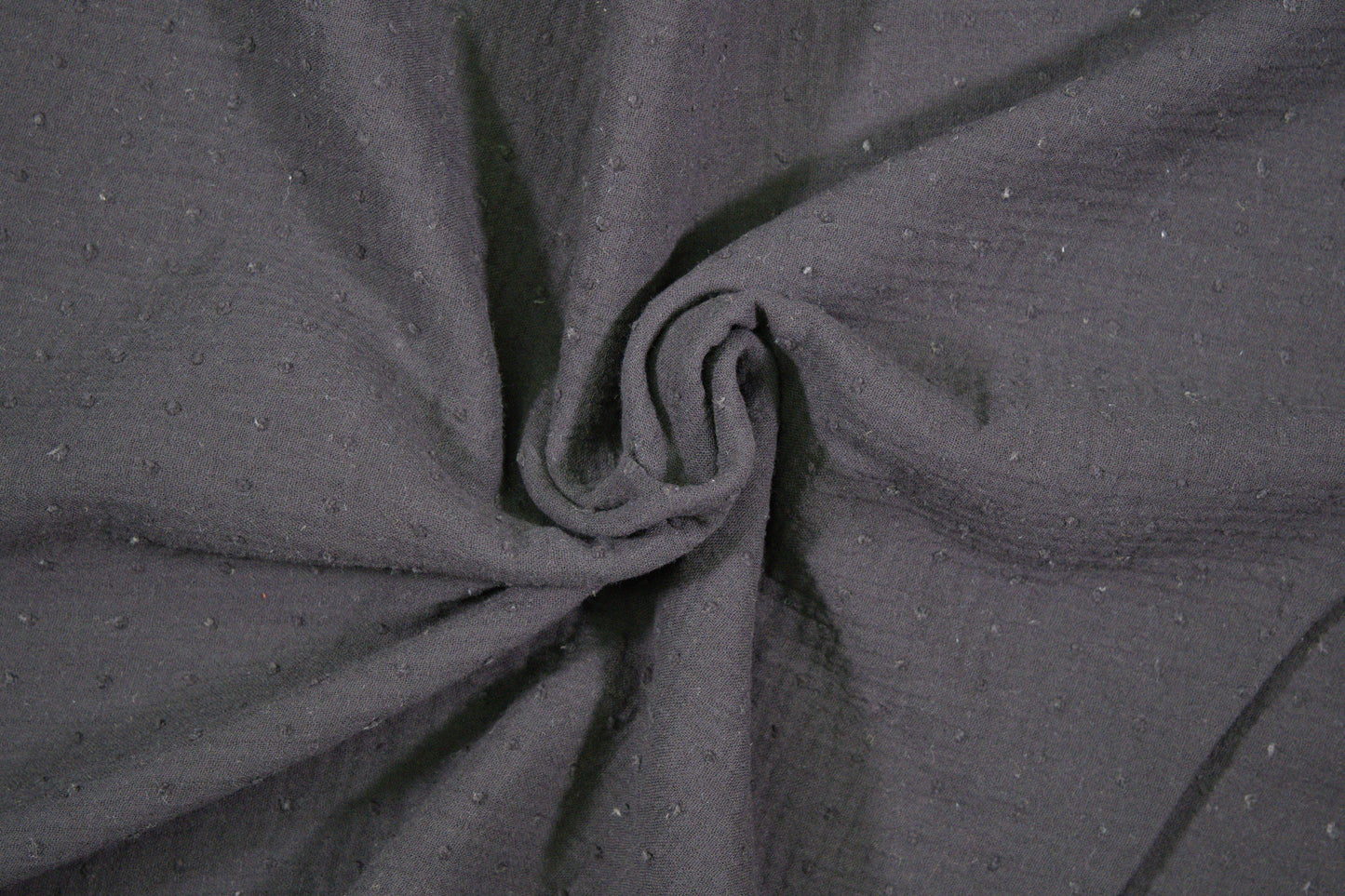 Musselin Double Gauze in Anthrazit mit feiner Punktstruktur