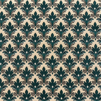Gobelin Jacquard mit Barock-Ornament in Dunkelgrün auf Beige