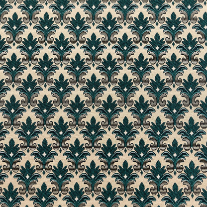 Gobelin Jacquard mit Barock-Ornament in Dunkelgrün auf Beige