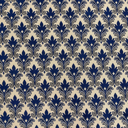 Gobelin Jacquard mit Barock-Ornament in Marineblau auf Beige