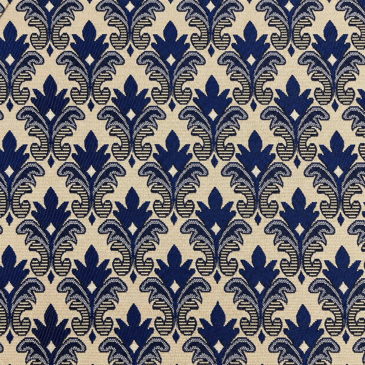 Gobelin Jacquard mit Barock-Ornament in Marineblau auf Beige