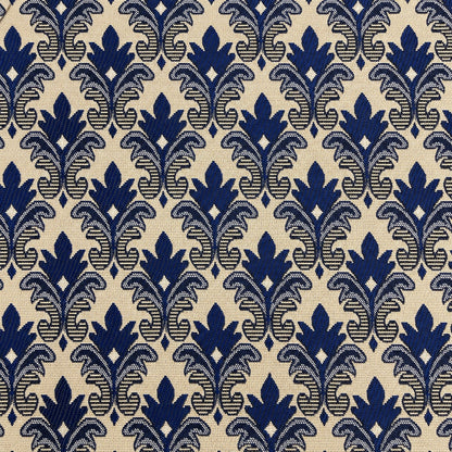 Gobelin Jacquard mit Barock-Ornament in Marineblau auf Beige