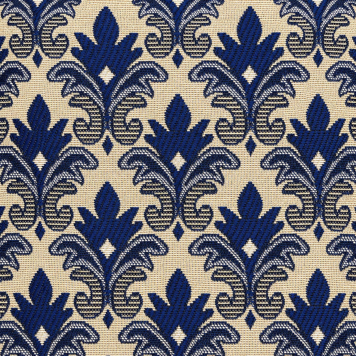 Gobelin Jacquard mit Barock-Ornament in Marineblau auf Beige
